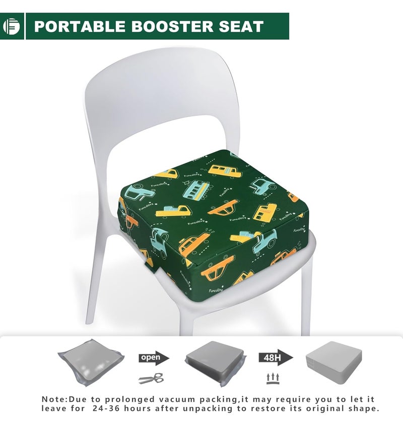 Funcority Toddler Booster Seat for Dining Table, Portable Booster Seat for Kitchen Chair, 4 Inch High-Density Foam Cushion with Adjustable Safety Straps and Non-Slip Bottom, Perfect for Kids Travel and Daily - Image 5